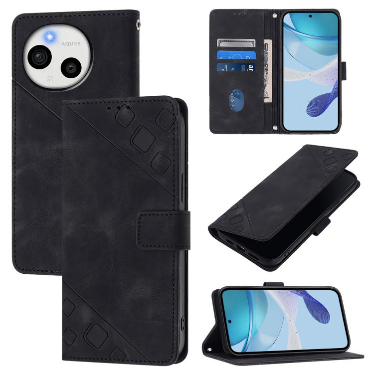 Skin Feel Embossed Leather Phone Case, For Sharp Aquos wish6, For Sharp Aquos R11, For Sharp Aquos Sense10, For Sharp Basio Active3, For Sharp Aquos Sense9 Plus, For Sharp Aquos Sense9, For Sharp Aquos R9 Pro, For Sharp Aquos Wish4