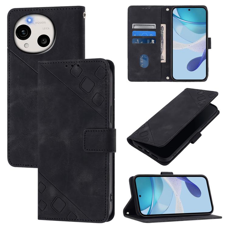 Skin Feel Embossed Leather Phone Case, For Sharp Aquos wish6, For Sharp Aquos R11, For Sharp Aquos Sense10, For Sharp Basio Active3, For Sharp Aquos Sense9 Plus, For Sharp Aquos Sense9, For Sharp Aquos R9 Pro, For Sharp Aquos Wish4