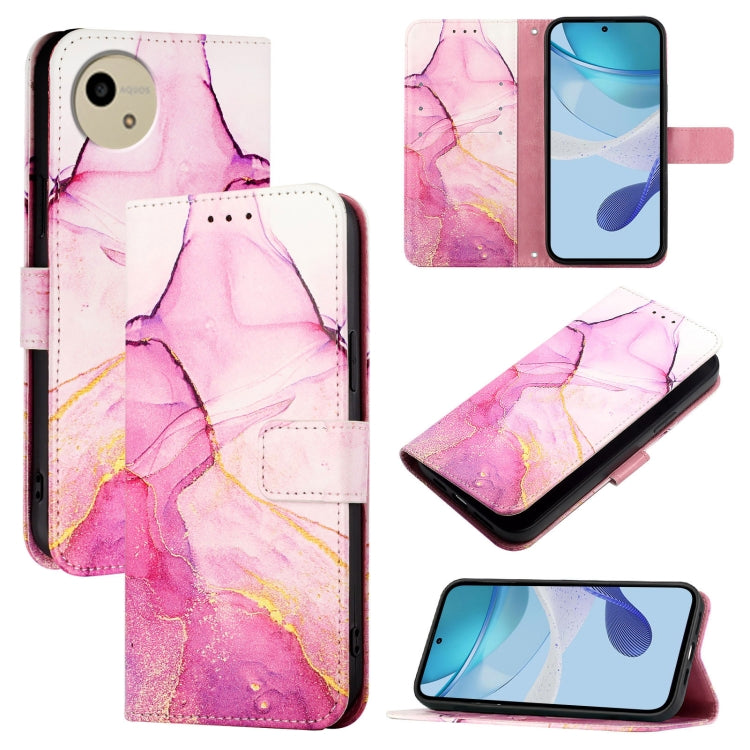 PT003 Marble Pattern Flip Leather Phone Case, For Sharp Aquos Sense9 Plus, For Sharp Aquos Sense9, For Sharp Aquos R9 Pro SH-54E, For Sharp Aquos Wish 4 SH-52E, For Sharp Aquos R9 SH-51E