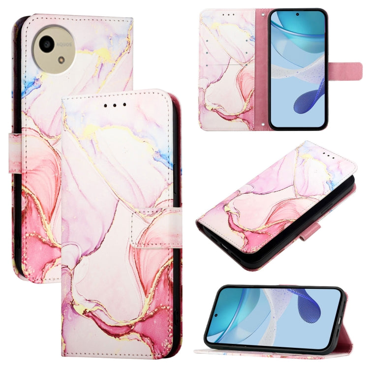 PT003 Marble Pattern Flip Leather Phone Case, For Sharp Aquos Sense9 Plus, For Sharp Aquos Sense9, For Sharp Aquos R9 Pro SH-54E, For Sharp Aquos Wish 4 SH-52E, For Sharp Aquos R9 SH-51E
