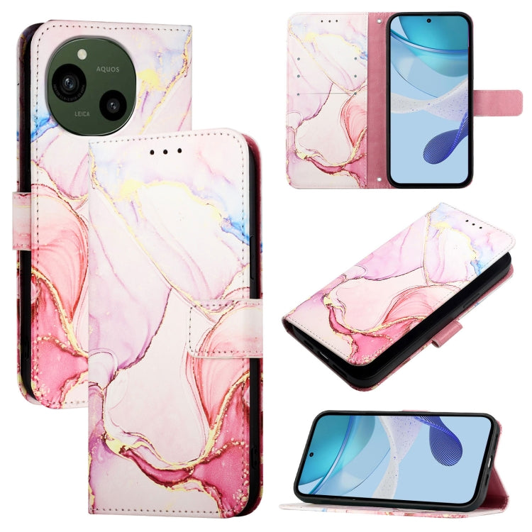 PT003 Marble Pattern Flip Leather Phone Case, For Sharp Aquos wish6, For Sharp Aquos R11, For Sharp Aquos Sense10, For Sharp Basio Active3, For Sharp Aquos Sense9 Plus, For Sharp Aquos Sense9, For Sharp Aquos R9 Pro SH-54E, For Sharp Aquos Wish 4 SH-52...
