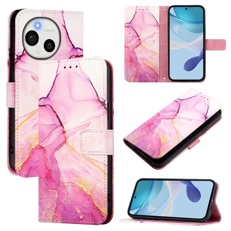 PT003 Marble Pattern Flip Leather Phone Case, For Sharp Aquos Sense9 Plus, For Sharp Aquos Sense9, For Sharp Aquos R9 Pro SH-54E, For Sharp Aquos Wish 4 SH-52E, For Sharp Aquos R9 SH-51E