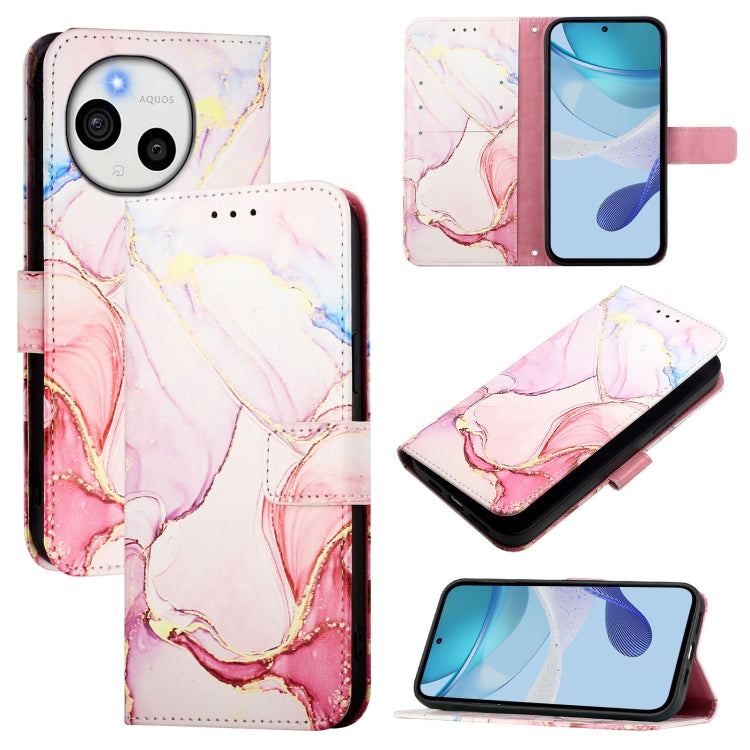 PT003 Marble Pattern Flip Leather Phone Case, For Sharp Aquos Sense9 Plus, For Sharp Aquos Sense9, For Sharp Aquos R9 Pro SH-54E, For Sharp Aquos Wish 4 SH-52E, For Sharp Aquos R9 SH-51E