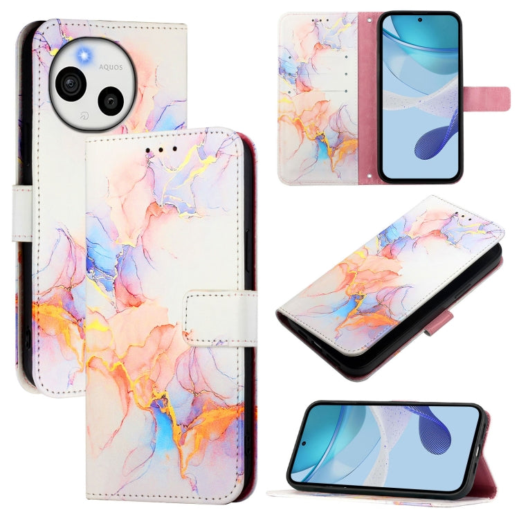PT003 Marble Pattern Flip Leather Phone Case, For Sharp Aquos Sense9 Plus, For Sharp Aquos Sense9, For Sharp Aquos R9 Pro SH-54E, For Sharp Aquos Wish 4 SH-52E, For Sharp Aquos R9 SH-51E