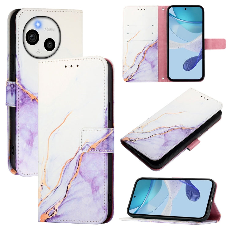 PT003 Marble Pattern Flip Leather Phone Case, For Sharp Aquos Sense9 Plus, For Sharp Aquos Sense9, For Sharp Aquos R9 Pro SH-54E, For Sharp Aquos Wish 4 SH-52E, For Sharp Aquos R9 SH-51E