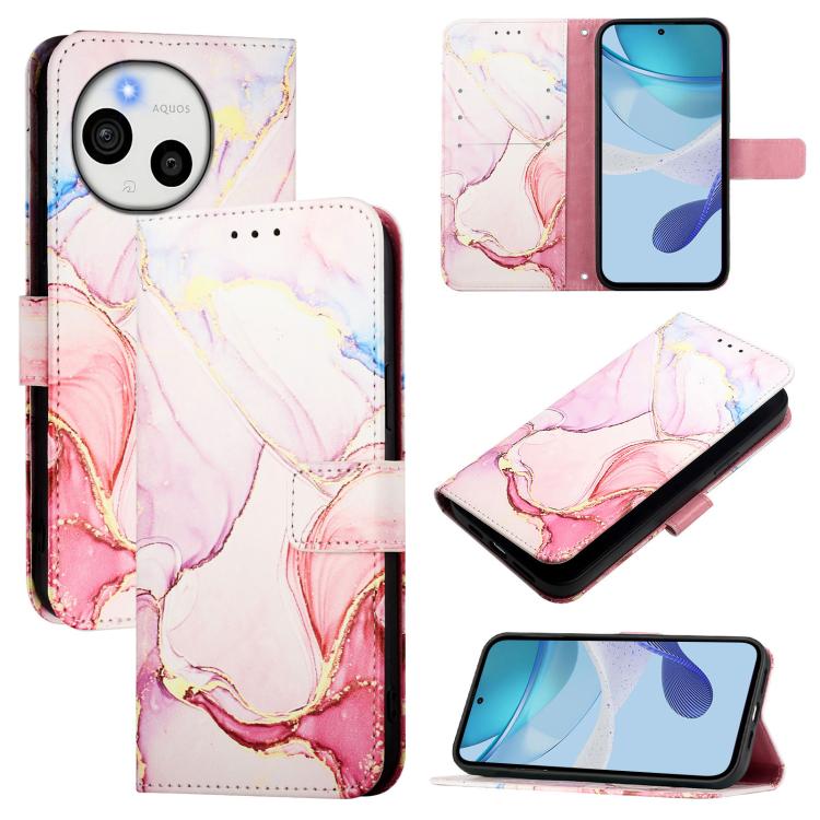 PT003 Marble Pattern Flip Leather Phone Case, For Sharp Aquos wish6, For Sharp Aquos R11, For Sharp Aquos Sense10, For Sharp Basio Active3, For Sharp Aquos Sense9 Plus, For Sharp Aquos Sense9, For Sharp Aquos R9 Pro SH-54E, For Sharp Aquos Wish 4 SH-52...