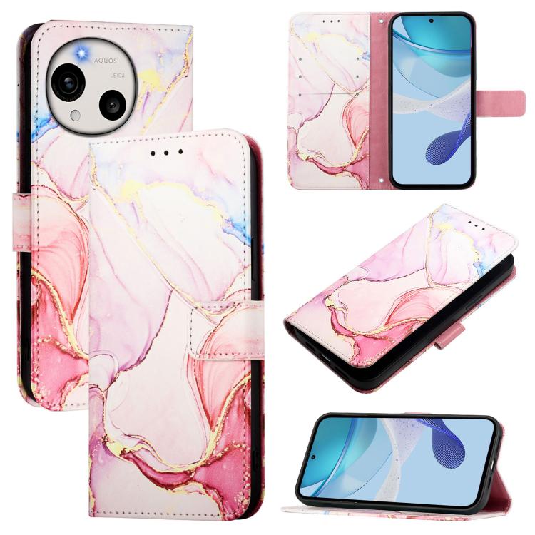 PT003 Marble Pattern Flip Leather Phone Case, For Sharp Aquos wish6, For Sharp Aquos R11, For Sharp Aquos Sense10, For Sharp Basio Active3, For Sharp Aquos Sense9 Plus, For Sharp Aquos Sense9, For Sharp Aquos R9 Pro SH-54E, For Sharp Aquos Wish 4 SH-52...