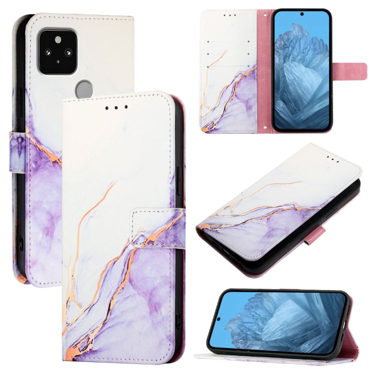 PT003 Marble Pattern Flip Leather Phone Case, For Google Pixel 5