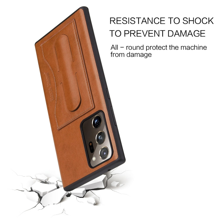 Fierre Shann Full Coverage Protective Leather Case with Holder & Card Slot, For iPhone 12 mini, For iPhone 12 / 12 Pro, For iPhone 12 Pro Max, For Galaxy Note20, For Galaxy Note20 Ultra