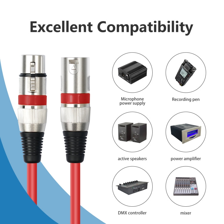 10pcs / Set XLR 3pin Male to Female Audio Cable, Length: 1m