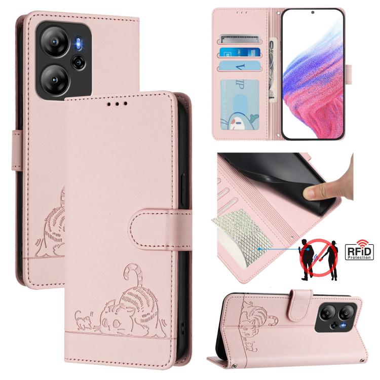Cat Rat Embossed Pattern RFID Leather Phone Case with Lanyard, For Blackview Wave 7C, For Blackview Wave 10, For Blackview Shark 6, For Blackview Oscal Tiger 13, For Blackview Wave 8C, For Blackview Oscal Flat 2 / 2C, For Blackview Oscal Flat 1C       ...