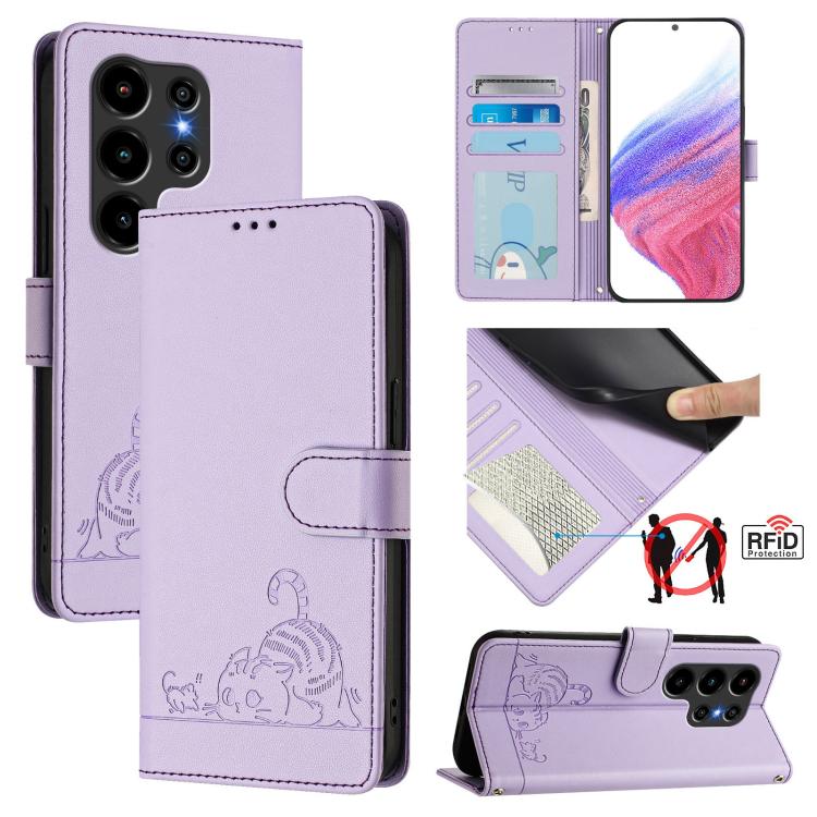 Cat Rat Embossed Pattern RFID Leather Phone Case with Lanyard, For Blackview Wave 7C, For Blackview Wave 10, For Blackview Shark 6, For Blackview Oscal Tiger 13, For Blackview Wave 8C, For Blackview Oscal Flat 2 / 2C, For Blackview Oscal Flat 1C       ...