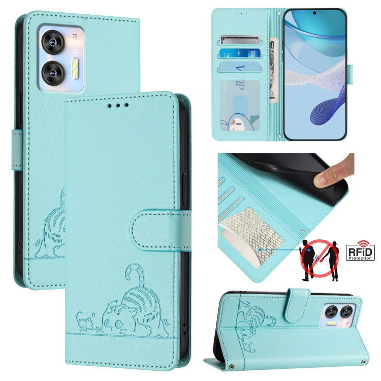 Cat Rat Embossed Pattern RFID Leather Phone Case with Lanyard, For Oukitel C59 / C59 Pro, For Oukitel C57s, For Oukitel C53, For Oukitel C50, For Oukitel C37, For Oukitel C51, For Oukitel C38, For Oukitel C36 / C35