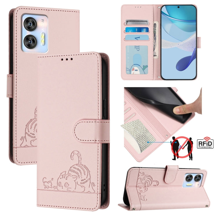 Cat Rat Embossed Pattern RFID Leather Phone Case with Lanyard, For Oukitel C59 / C59 Pro, For Oukitel C57s, For Oukitel C53, For Oukitel C50, For Oukitel C37, For Oukitel C51, For Oukitel C38, For Oukitel C36 / C35