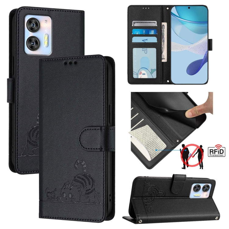 Cat Rat Embossed Pattern RFID Leather Phone Case with Lanyard, For Oukitel C59 / C59 Pro, For Oukitel C57s, For Oukitel C53, For Oukitel C50, For Oukitel C37, For Oukitel C51, For Oukitel C38, For Oukitel C36 / C35