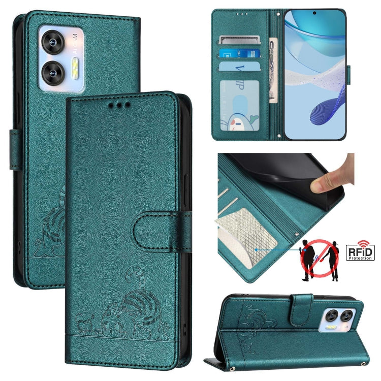 Cat Rat Embossed Pattern RFID Leather Phone Case with Lanyard, For Oukitel C59 / C59 Pro, For Oukitel C57s, For Oukitel C53, For Oukitel C50, For Oukitel C37, For Oukitel C51, For Oukitel C38, For Oukitel C36 / C35