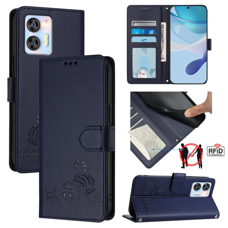 Cat Rat Embossed Pattern RFID Leather Phone Case with Lanyard, For Oukitel C59 / C59 Pro, For Oukitel C57s, For Oukitel C53, For Oukitel C50, For Oukitel C37, For Oukitel C51, For Oukitel C38, For Oukitel C36 / C35