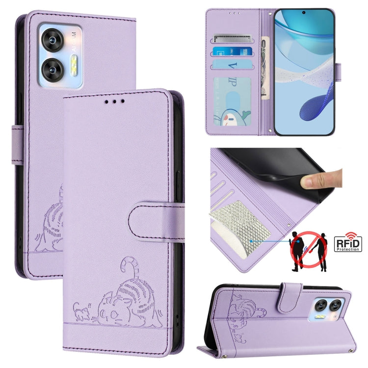 Cat Rat Embossed Pattern RFID Leather Phone Case with Lanyard, For Oukitel C59 / C59 Pro, For Oukitel C57s, For Oukitel C53, For Oukitel C50, For Oukitel C37, For Oukitel C51, For Oukitel C38, For Oukitel C36 / C35