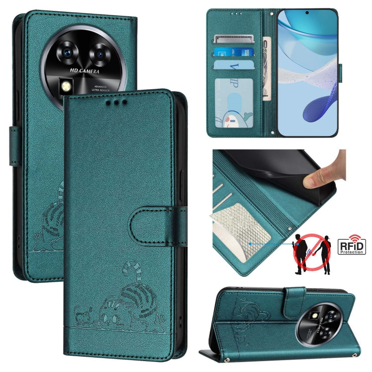 Cat Rat Embossed Pattern RFID Leather Phone Case with Lanyard, For Oukitel C59 / C59 Pro, For Oukitel C57s, For Oukitel C53, For Oukitel C50, For Oukitel C37, For Oukitel C51, For Oukitel C38, For Oukitel C36 / C35