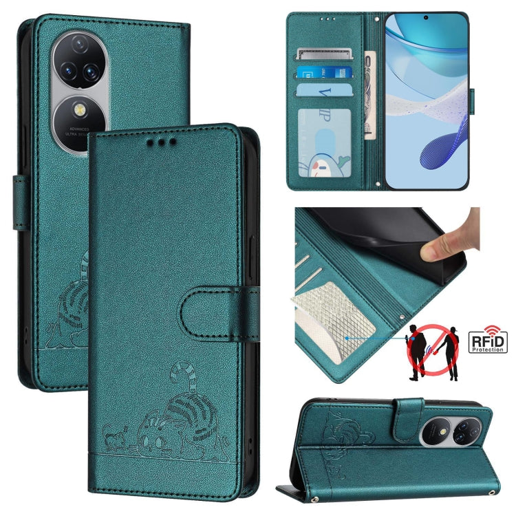 Cat Rat Embossed Pattern RFID Leather Phone Case with Lanyard, For Oukitel C59 / C59 Pro, For Oukitel C57s, For Oukitel C53, For Oukitel C50, For Oukitel C37, For Oukitel C51, For Oukitel C38, For Oukitel C36 / C35