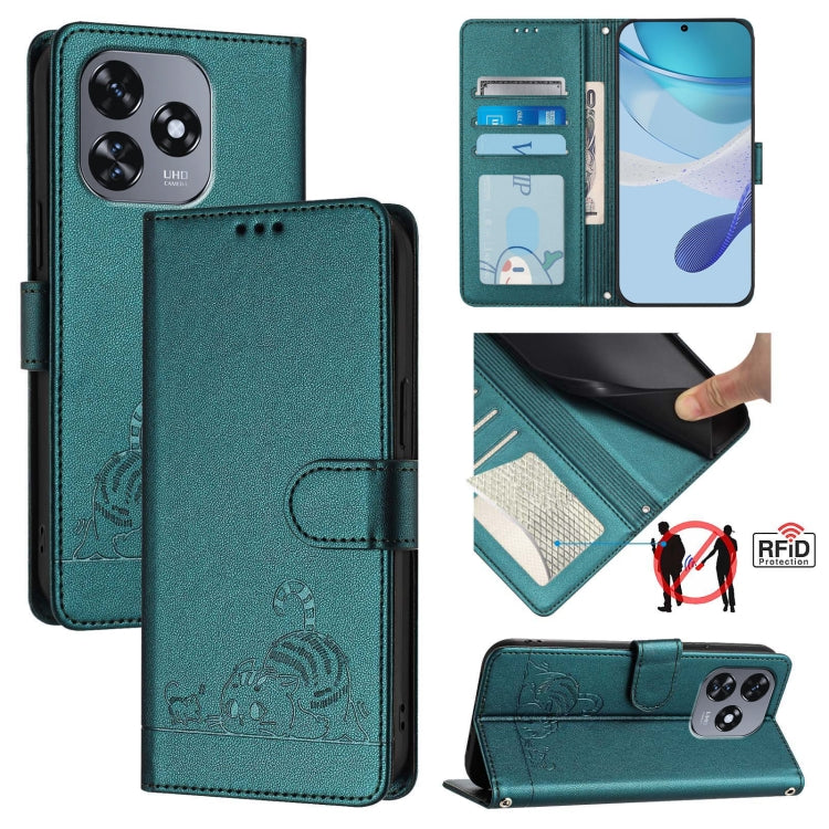 Cat Rat Embossed Pattern RFID Leather Phone Case with Lanyard, For Oukitel C59 / C59 Pro, For Oukitel C57s, For Oukitel C53, For Oukitel C50, For Oukitel C37, For Oukitel C51, For Oukitel C38, For Oukitel C36 / C35