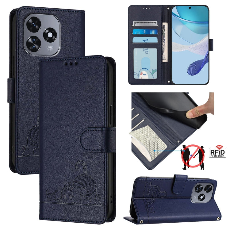 Cat Rat Embossed Pattern RFID Leather Phone Case with Lanyard, For Oukitel C59 / C59 Pro, For Oukitel C57s, For Oukitel C53, For Oukitel C50, For Oukitel C37, For Oukitel C51, For Oukitel C38, For Oukitel C36 / C35
