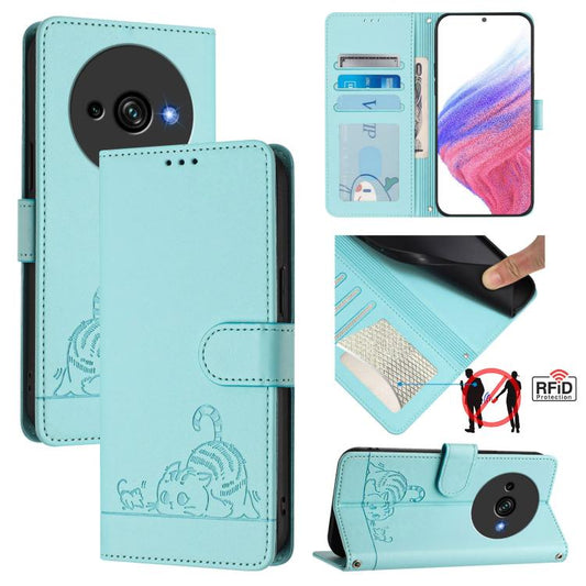 Cat Rat Embossed Pattern RFID Leather Phone Case with Lanyard, For Oukitel C59 / C59 Pro, For Oukitel C57s, For Oukitel C53, For Oukitel C50, For Oukitel C37, For Oukitel C51, For Oukitel C38, For Oukitel C36 / C35