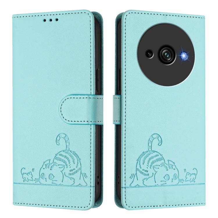 Cat Rat Embossed Pattern RFID Leather Phone Case with Lanyard, For Oukitel C59 / C59 Pro, For Oukitel C57s, For Oukitel C53, For Oukitel C50, For Oukitel C37, For Oukitel C51, For Oukitel C38, For Oukitel C36 / C35