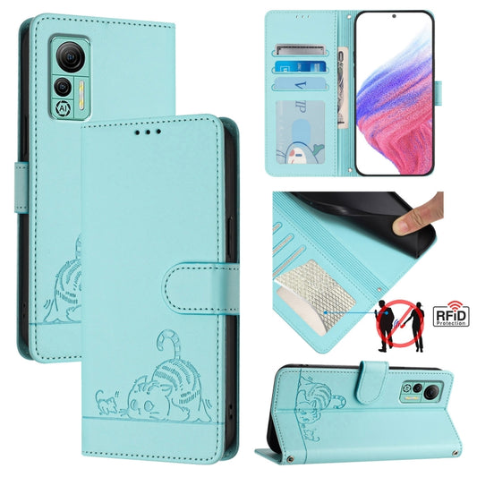Cat Rat Embossed Pattern RFID Leather Phone Case with Lanyard, For Ulefone Note 14