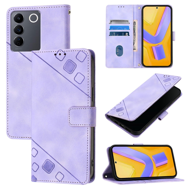 Skin Feel Embossed Leather Phone Case, For vivo Y78 5G / Y78+ 5G Global / V29 Lite, For vivo Y100 5G Global, For vivo V27 5G / V27 Pro 5G Global, For vivo V27e 4G Global / T2 4G Global, For vivo Y72 5G / iQOO Z3 / Y52 5G                                ...