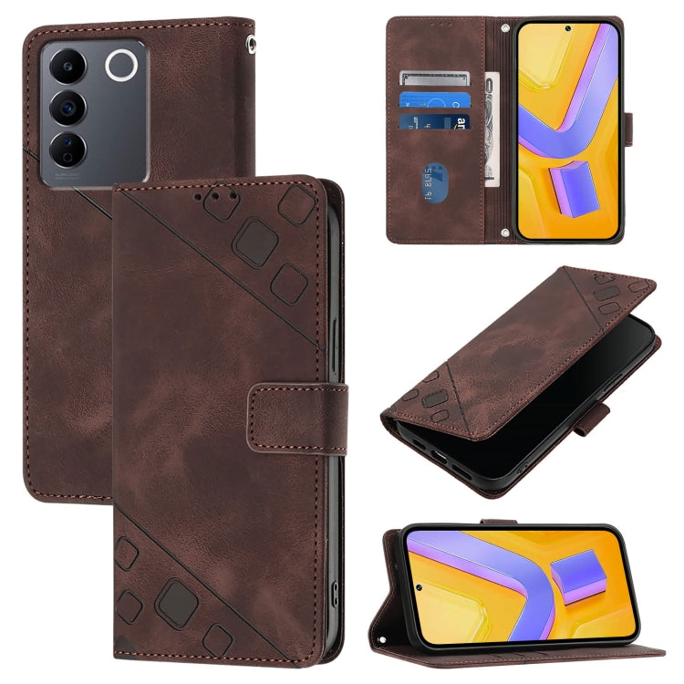 Skin Feel Embossed Leather Phone Case, For vivo Y78 5G / Y78+ 5G Global / V29 Lite, For vivo Y100 5G Global, For vivo V27 5G / V27 Pro 5G Global, For vivo V27e 4G Global / T2 4G Global, For vivo Y72 5G / iQOO Z3 / Y52 5G                                ...