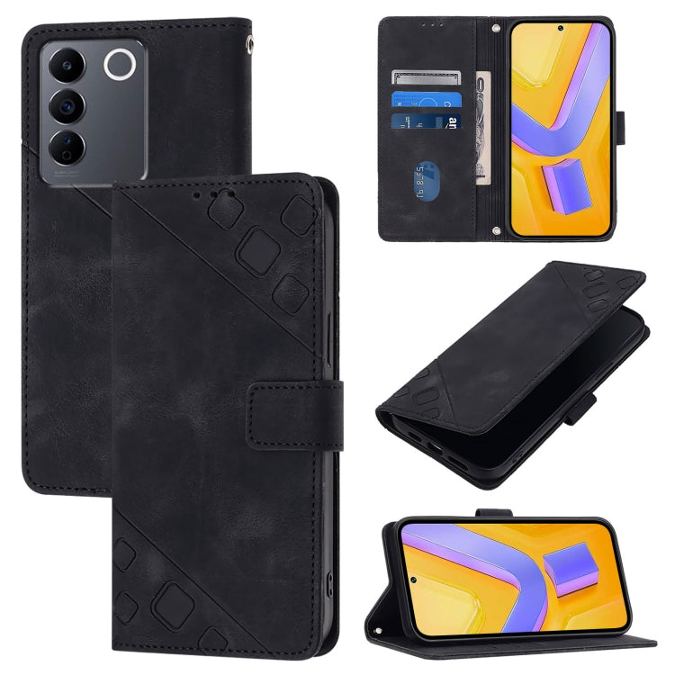 Skin Feel Embossed Leather Phone Case, For vivo Y78 5G / Y78+ 5G Global / V29 Lite, For vivo Y100 5G Global, For vivo V27 5G / V27 Pro 5G Global, For vivo V27e 4G Global / T2 4G Global, For vivo Y72 5G / iQOO Z3 / Y52 5G                                ...