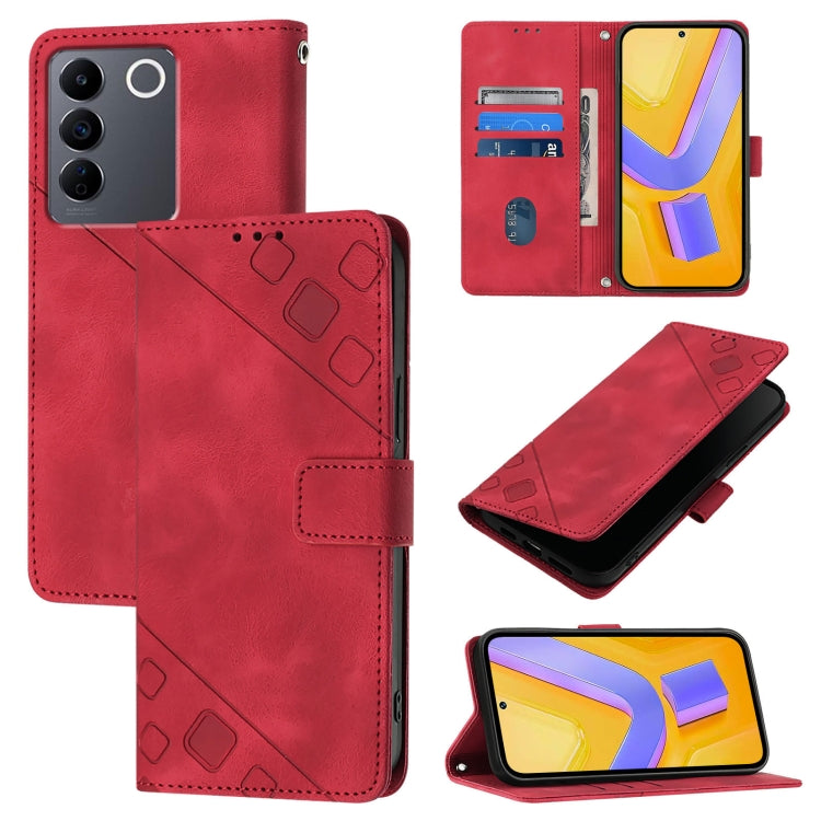 Skin Feel Embossed Leather Phone Case, For vivo Y78 5G / Y78+ 5G Global / V29 Lite, For vivo Y100 5G Global, For vivo V27 5G / V27 Pro 5G Global, For vivo V27e 4G Global / T2 4G Global, For vivo Y72 5G / iQOO Z3 / Y52 5G                                ...