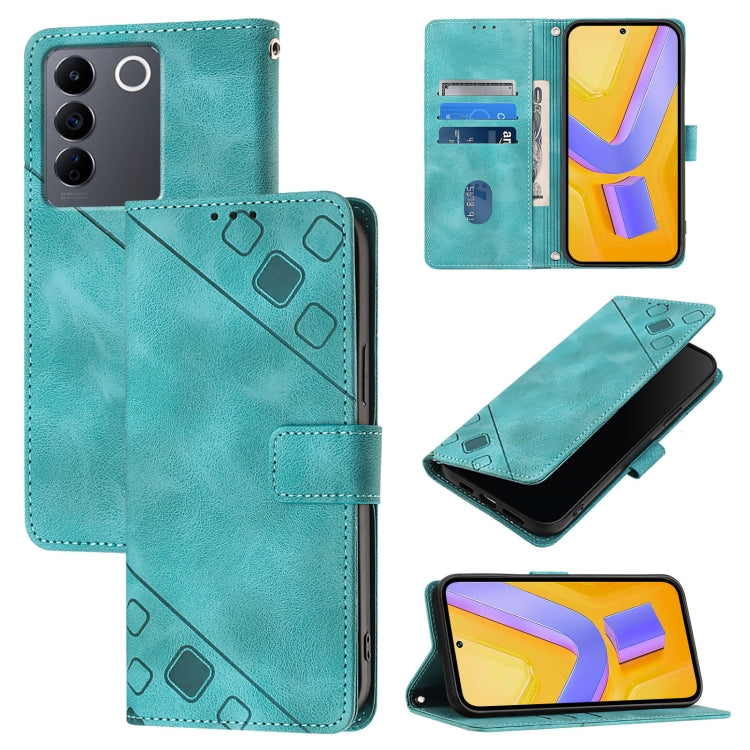 Skin Feel Embossed Leather Phone Case, For vivo Y78 5G / Y78+ 5G Global / V29 Lite, For vivo Y100 5G Global, For vivo V27 5G / V27 Pro 5G Global, For vivo V27e 4G Global / T2 4G Global, For vivo Y72 5G / iQOO Z3 / Y52 5G                                ...