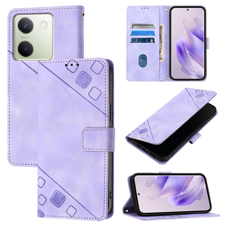 Skin Feel Embossed Leather Phone Case, For vivo Y78 5G / Y78+ 5G Global / V29 Lite, For vivo Y100 5G Global, For vivo V27 5G / V27 Pro 5G Global, For vivo V27e 4G Global / T2 4G Global, For vivo Y72 5G / iQOO Z3 / Y52 5G                                ...