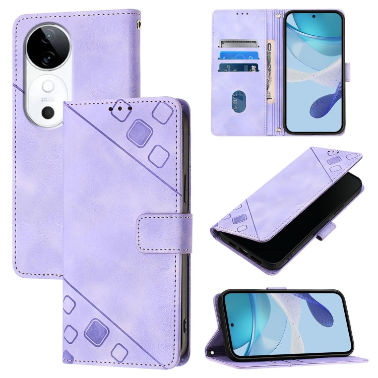 Skin Feel Embossed Leather Phone Case, For vivo Y29S 5G / Y04 4G Global, For vivo Y29 4G Global, For vivo V50 5G Global, For vivo S20 5G, For vivo S20 Pro 5G, For vivo Y300 5G, For vivo S19 Pro, For vivo S19