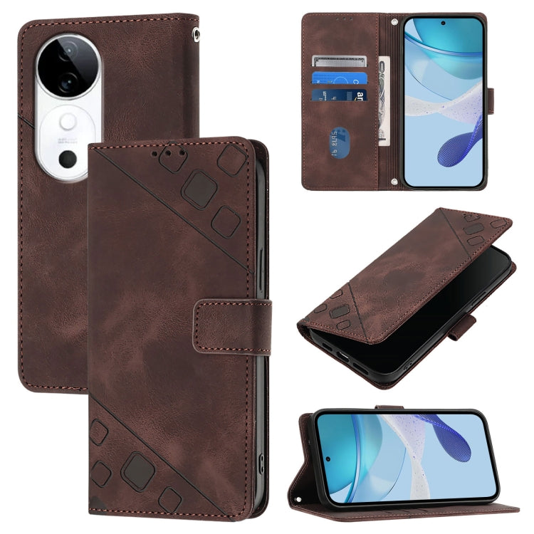 Skin Feel Embossed Leather Phone Case, For vivo Y29S 5G / Y04 4G Global, For vivo Y29 4G Global, For vivo V50 5G Global, For vivo S20 5G, For vivo S20 Pro 5G, For vivo Y300 5G, For vivo S19 Pro, For vivo S19