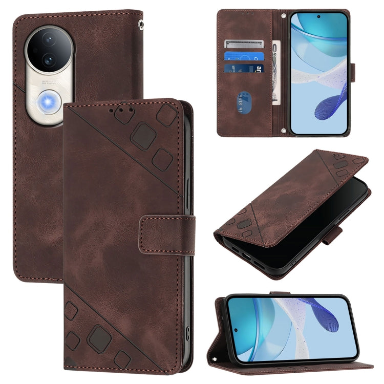 Skin Feel Embossed Leather Phone Case, For vivo Y29S 5G / Y04 4G Global, For vivo Y29 4G Global, For vivo V50 5G Global, For vivo S20 5G, For vivo S20 Pro 5G, For vivo Y300 5G, For vivo S19 Pro, For vivo S19