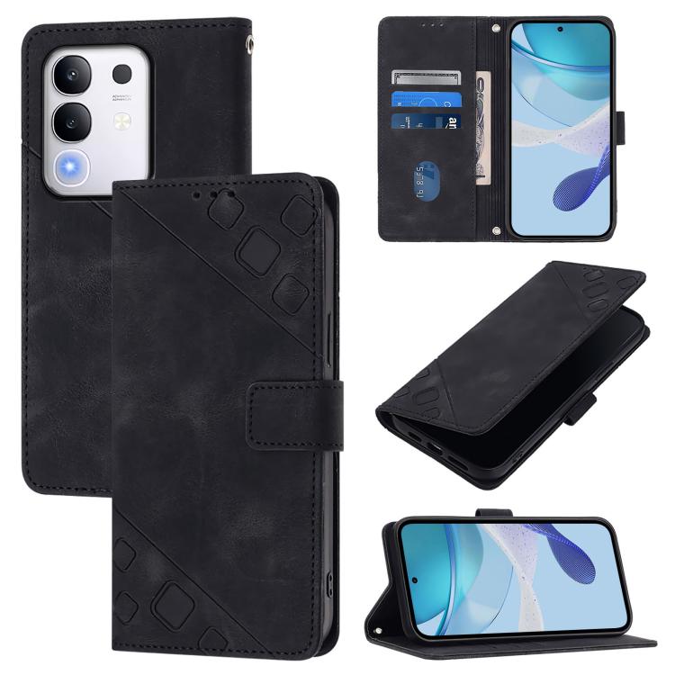 Skin Feel Embossed Leather Phone Case, For vivo Y29S 5G / Y04 4G Global, For vivo Y29 4G Global, For vivo V50 5G Global, For vivo S20 5G, For vivo S20 Pro 5G, For vivo Y300 5G, For vivo S19 Pro, For vivo S19