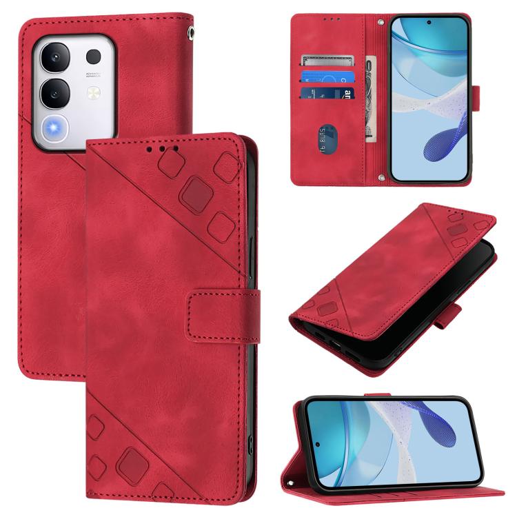 Skin Feel Embossed Leather Phone Case, For vivo Y29S 5G / Y04 4G Global, For vivo Y29 4G Global, For vivo V50 5G Global, For vivo S20 5G, For vivo S20 Pro 5G, For vivo Y300 5G, For vivo S19 Pro, For vivo S19