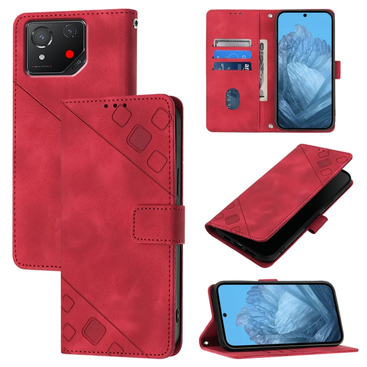 Skin Feel Embossed Leather Phone Case, For Asus Zenfone 12 Ultra, For Asus ROG Phone 9 / 9 Pro, For Asus Zenfone 11 Ultra, For Asus ROG Phone 8