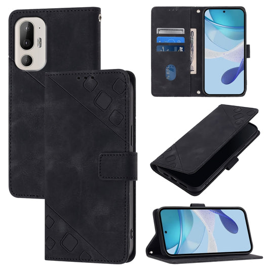 Skin Feel Embossed Leather Phone Case, For HTC U24 Pro