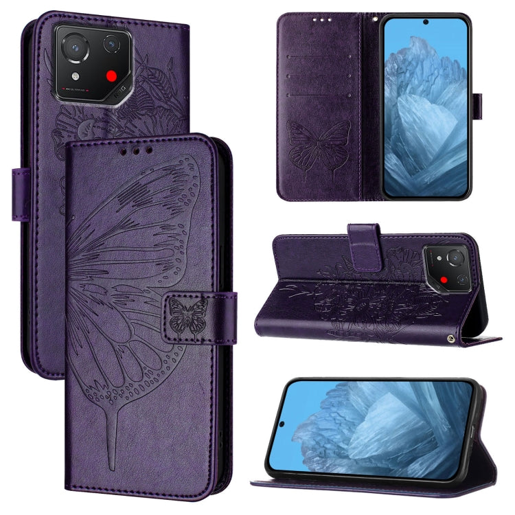 Embossed Butterfly Leather Phone Case, For ASUS Zenfone 12 Ultra, For Asus ROG Phone 9 / 9 Pro, For Asus Zenfone 11 Ultra, For Asus ROG Phone 8