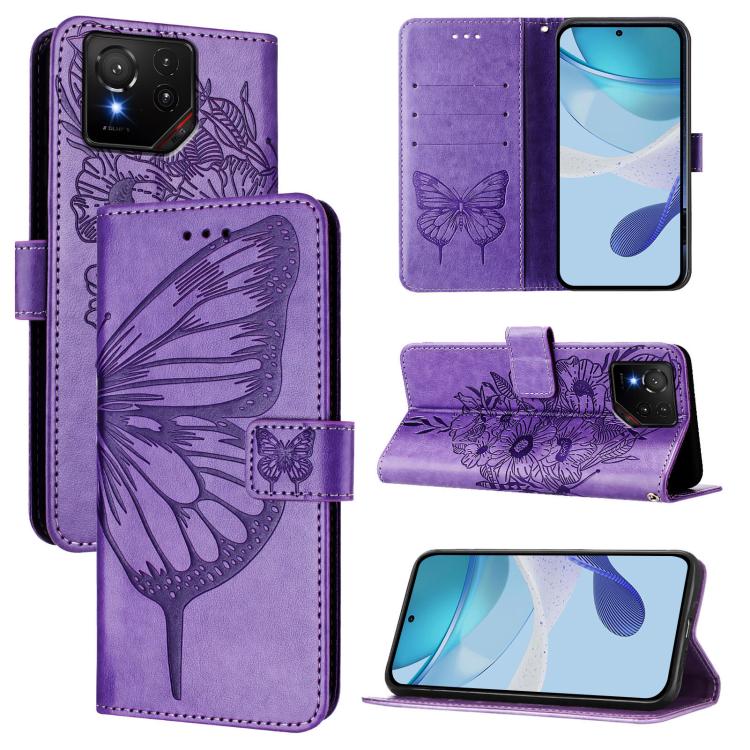 Embossed Butterfly Leather Phone Case, For ASUS Zenfone 12 Ultra, For Asus ROG Phone 9 / 9 Pro, For Asus Zenfone 11 Ultra, For Asus ROG Phone 8