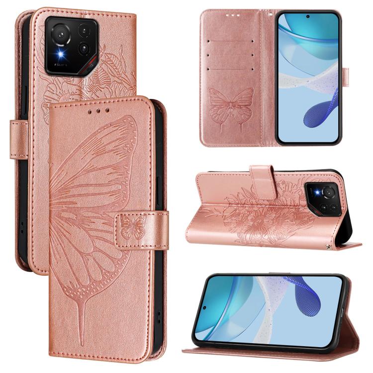 Embossed Butterfly Leather Phone Case, For ASUS Zenfone 12 Ultra, For Asus ROG Phone 9 / 9 Pro, For Asus Zenfone 11 Ultra, For Asus ROG Phone 8
