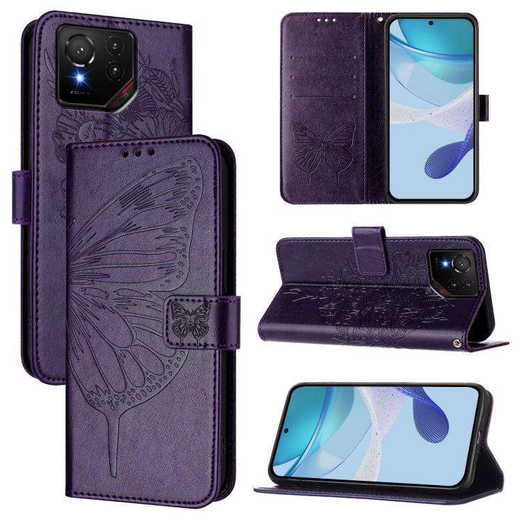 Embossed Butterfly Leather Phone Case, For ASUS Zenfone 12 Ultra, For Asus ROG Phone 9 / 9 Pro, For Asus Zenfone 11 Ultra, For Asus ROG Phone 8