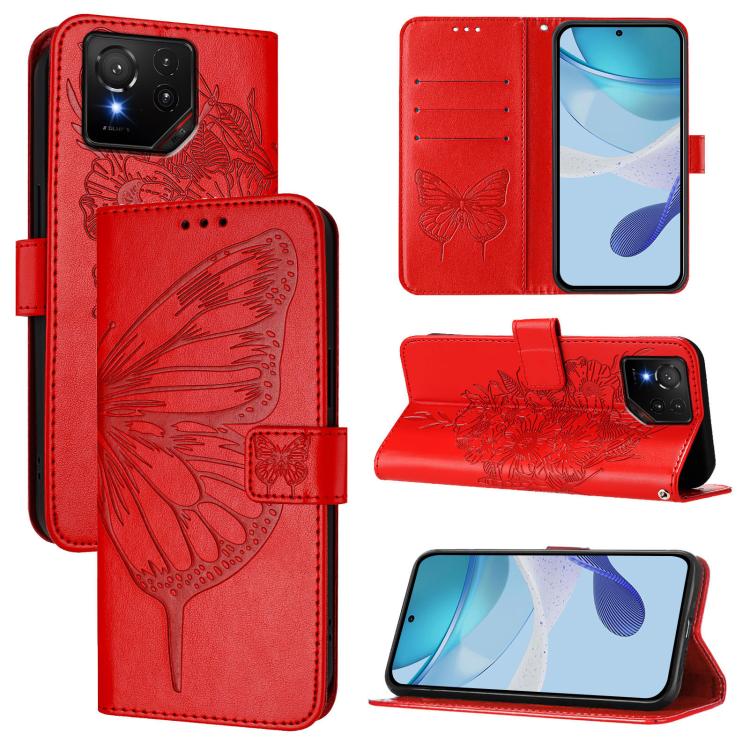 Embossed Butterfly Leather Phone Case, For ASUS Zenfone 12 Ultra, For Asus ROG Phone 9 / 9 Pro, For Asus Zenfone 11 Ultra, For Asus ROG Phone 8