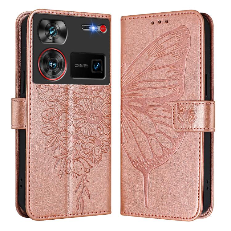 Embossed Butterfly Leather Phone Case, For ZTE Blade A35 / A55, For ZTE Blade V60 / Axon 60 4G, For ZTE Nubia Z60 Ultra, For ZTE Blade A73 5G, For ZTE Blade A73 4G, For ZTE Blade V50 Vita