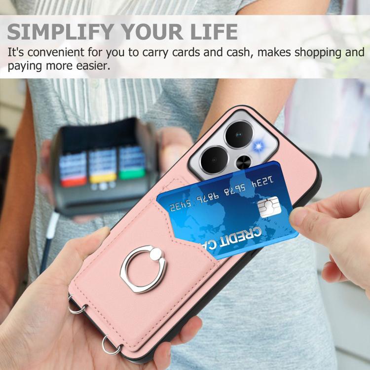 R20 Ring Card Holder Phone Case, For Realme 14, For Realme 14 Pro+, For Realme 14 Pro, For Realme GT Neo6 SE, For Realme GT Neo6 / GT 6T 5G, For Realme 12 Pro / 12 Pro+, For Realme P1 Pro 5G, For Realme Narzo 70 Pro 5G