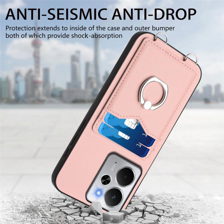 R20 Ring Card Holder Phone Case, For Realme 14, For Realme 14 Pro+, For Realme 14 Pro, For Realme GT Neo6 SE, For Realme GT Neo6 / GT 6T 5G, For Realme 12 Pro / 12 Pro+, For Realme P1 Pro 5G, For Realme Narzo 70 Pro 5G